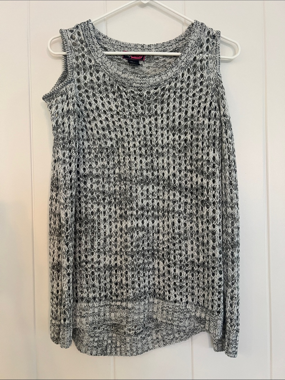 Say What? Black and White Open-Knit Sleeveless Tank